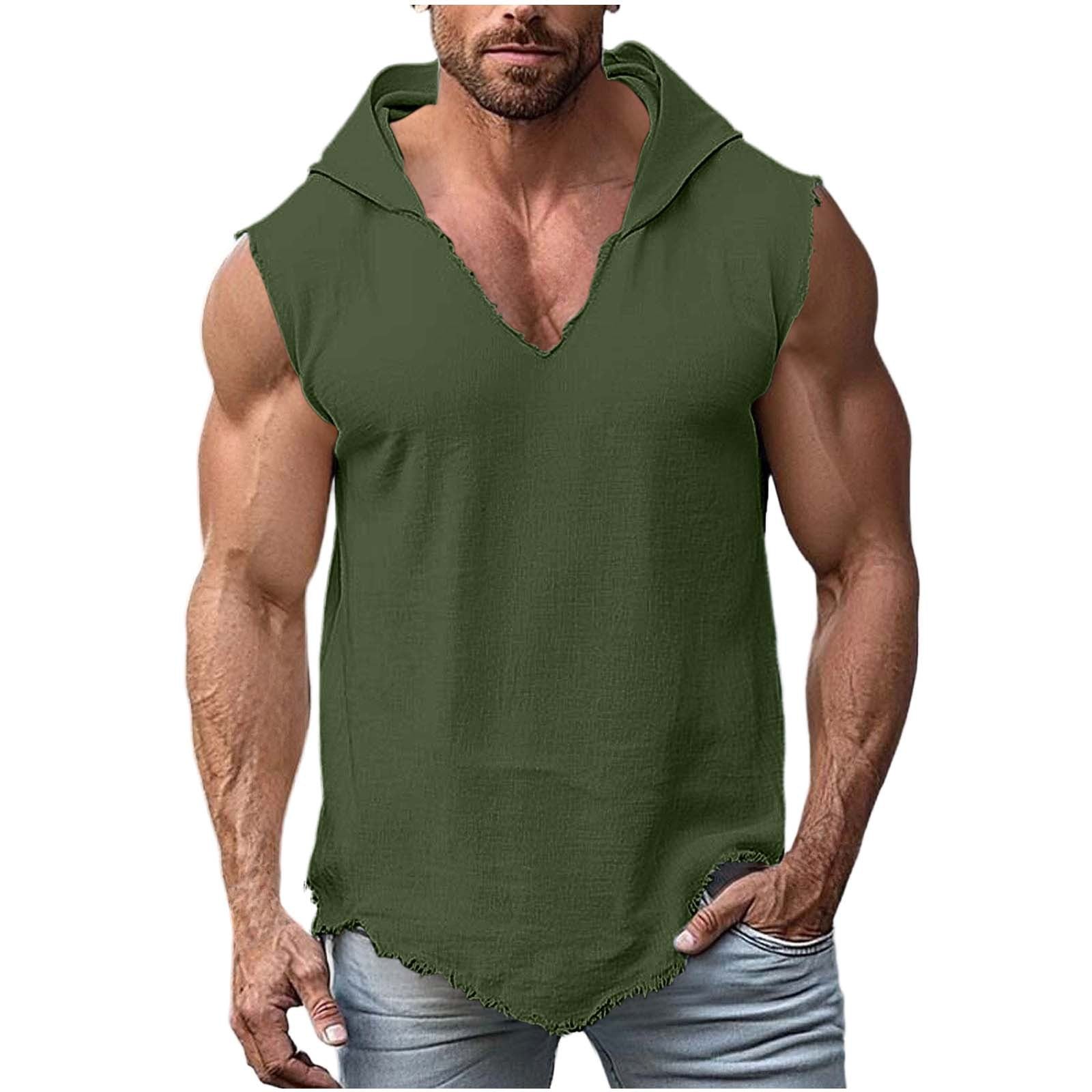Homme Sporty Casual Solid-Color Sans manches Fashionnable Haut à capuche léger
