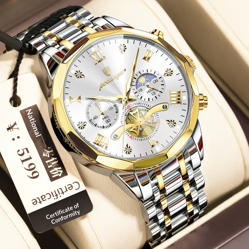 Montre Quartz multifonctionnelle imperméable pour hommes
