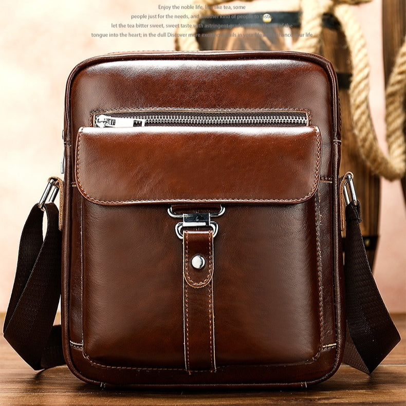 Sac de messager en cuir homme Vintage Casual Première couche Cowhide
