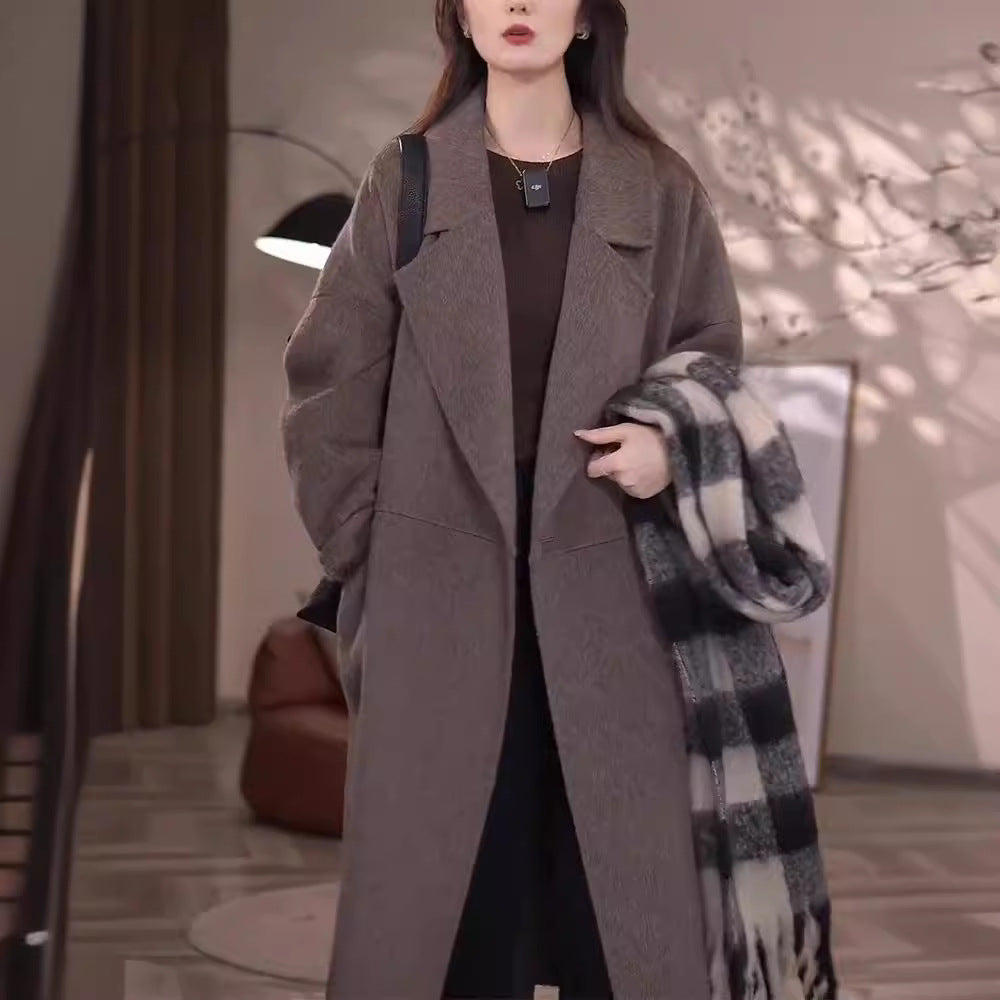 Manteau de laine de style coréen avec boutons Horn
