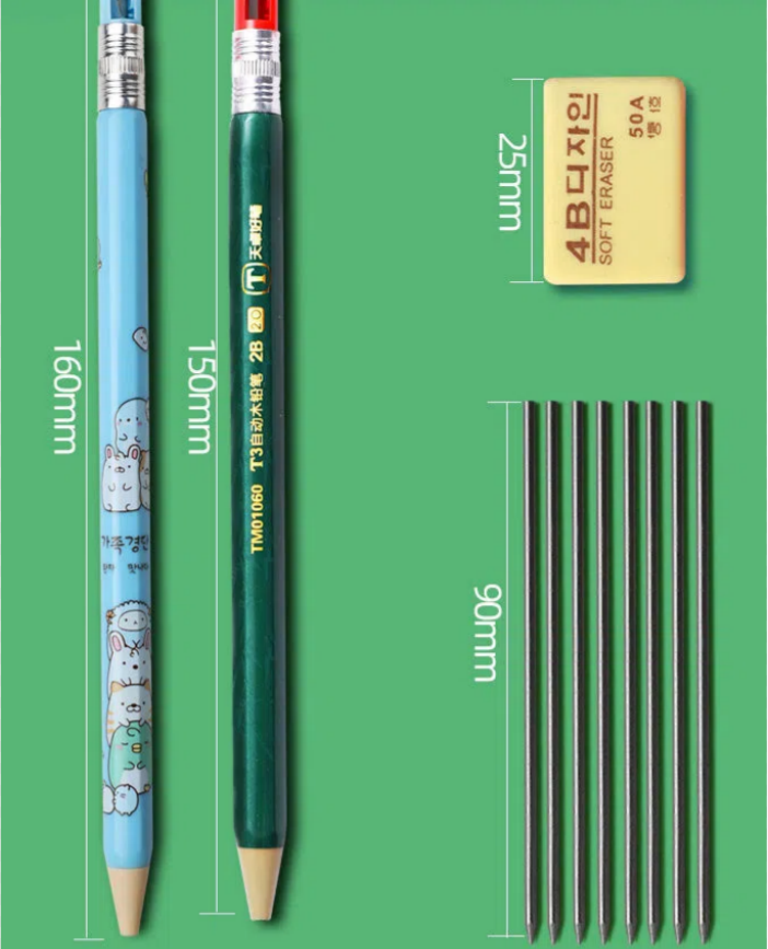 Crayon mécanique 2.0 pour enfants avec cœur épais remplaçable