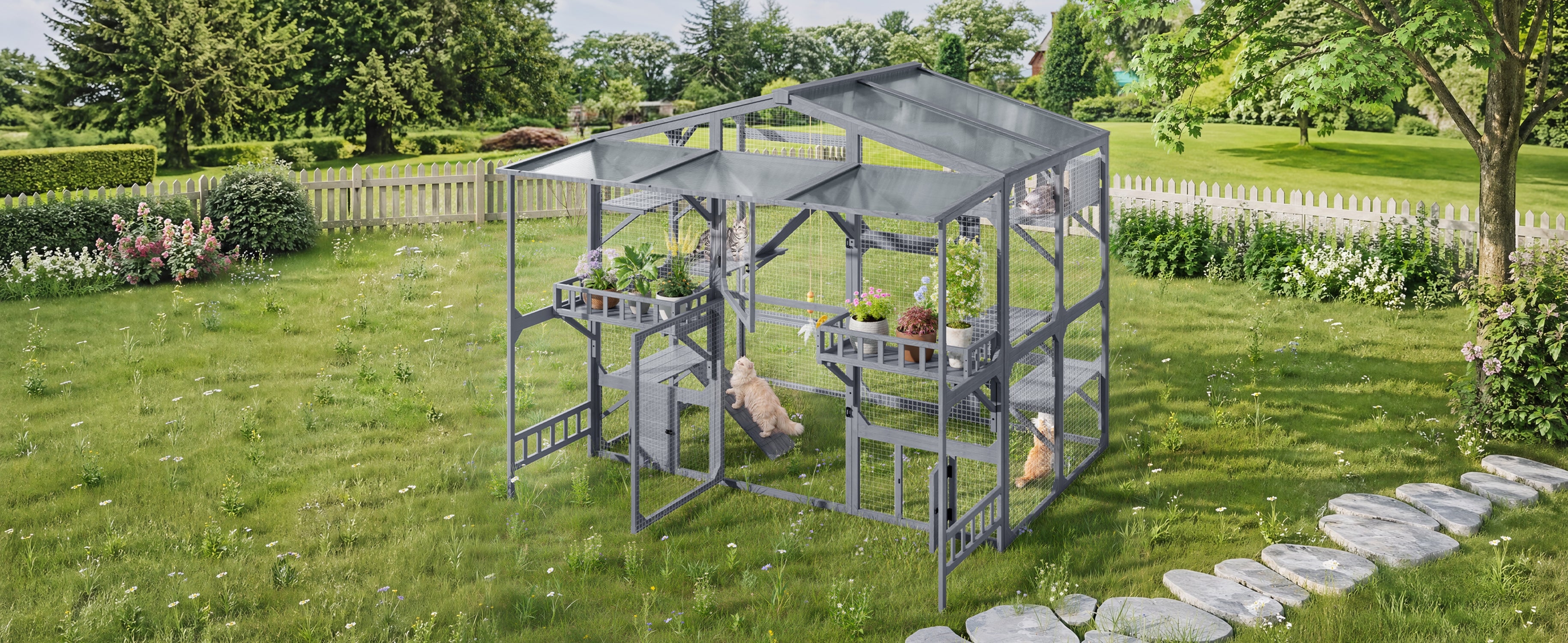 Grand Catio extérieur pour 6-10 Chats