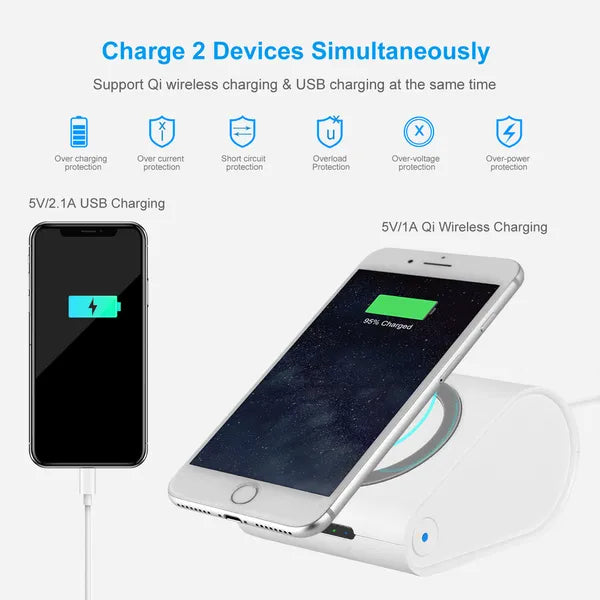 Chargeur sans fil Qi 10400mAh Power Bank 5W Chargeur sans fil Pad 2.1A Port USB Charge Porta