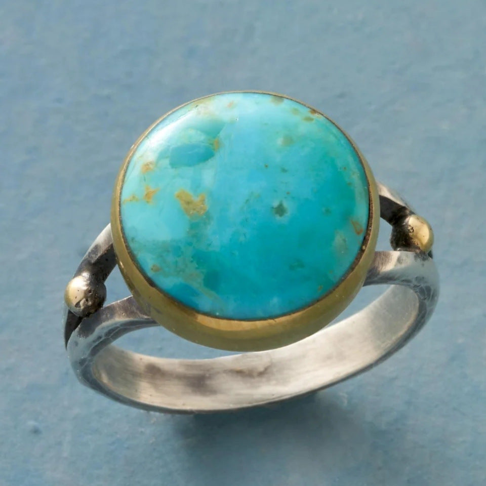 Ring casual vert turquoise rétro pour femmes