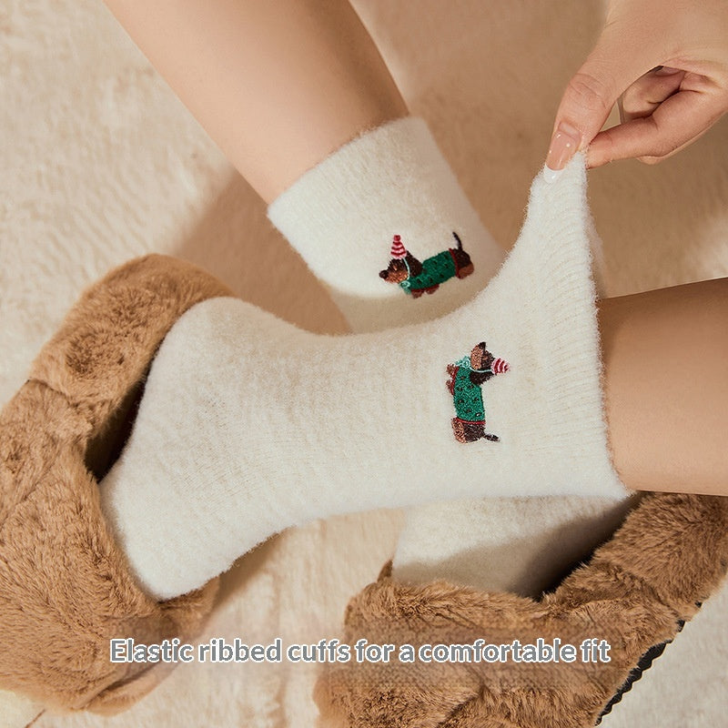Chaussettes brodées Dachshund pour femmes