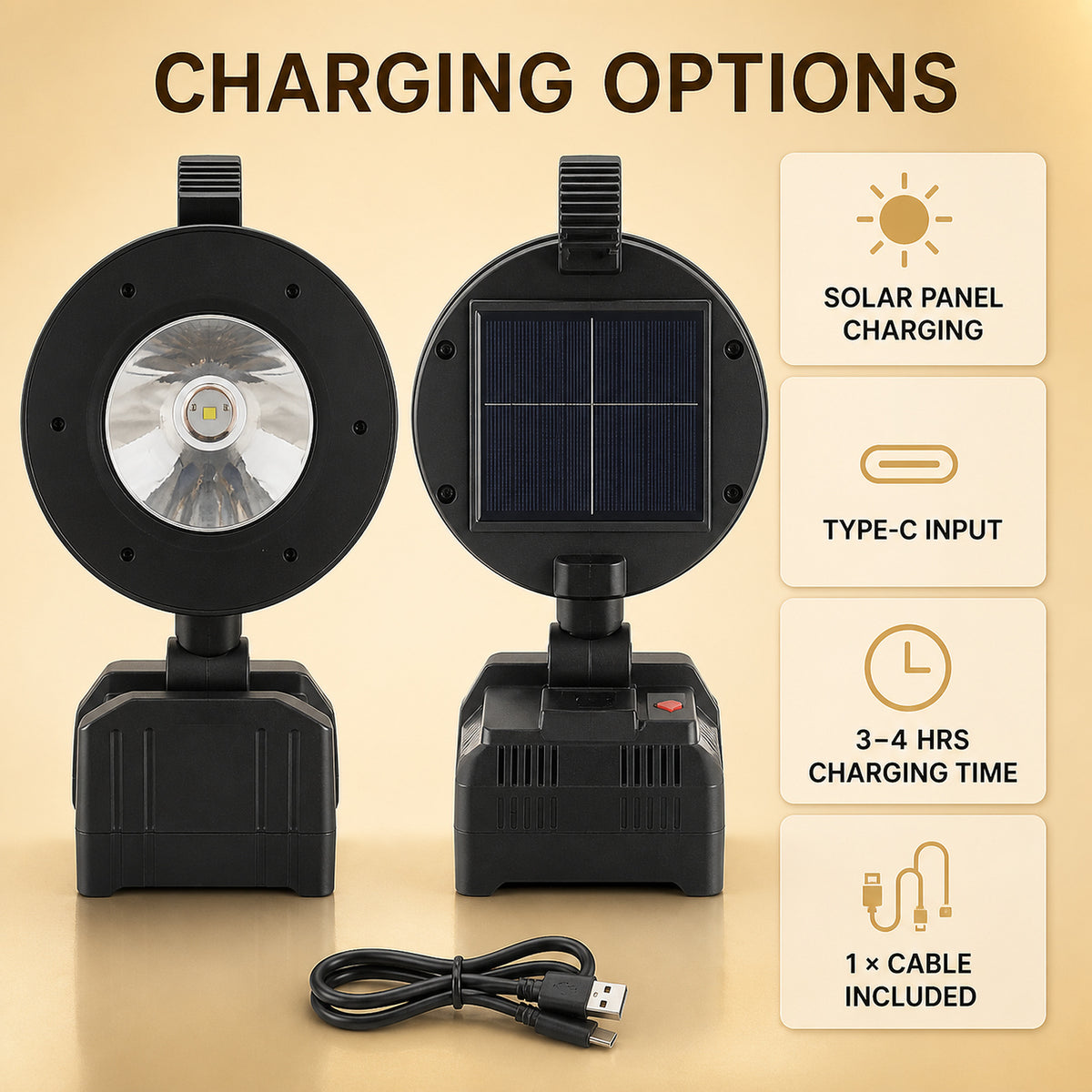 Fonction de la banque de puissance de l'affichage de batterie rechargeable solaire LED Lumière de déluge W872B Sortie