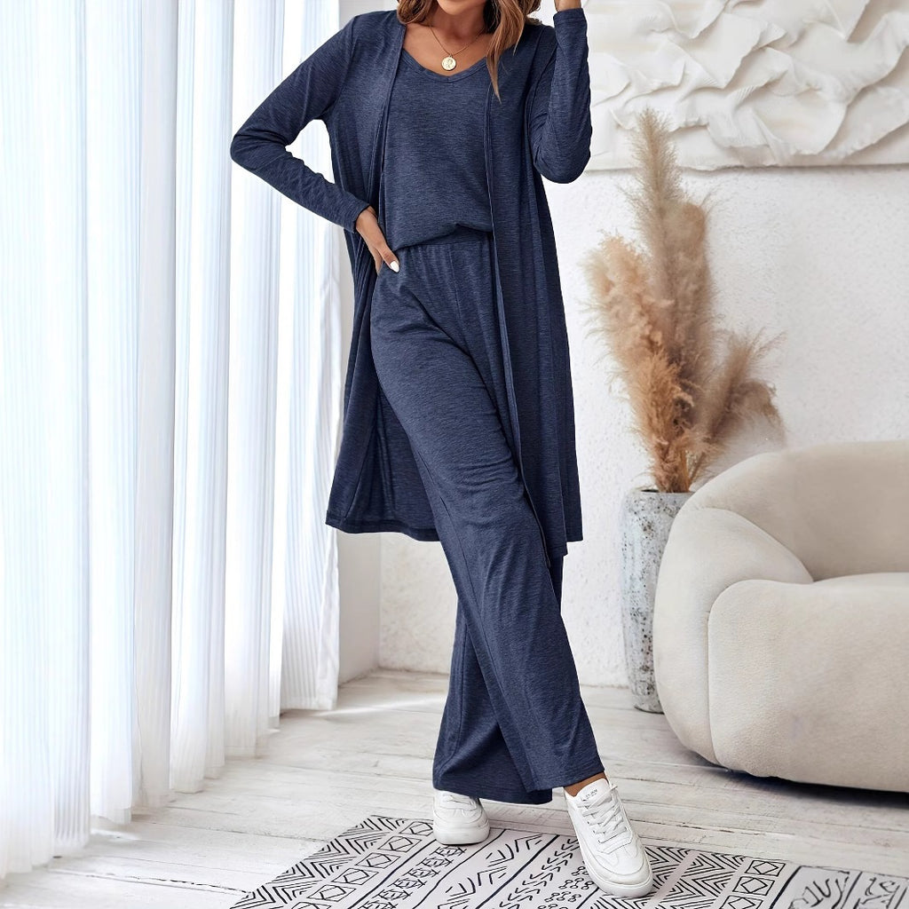 Printemps Automne Arrivée Casual Solid Couleur 3 pièces Lounge Set Camisole Top