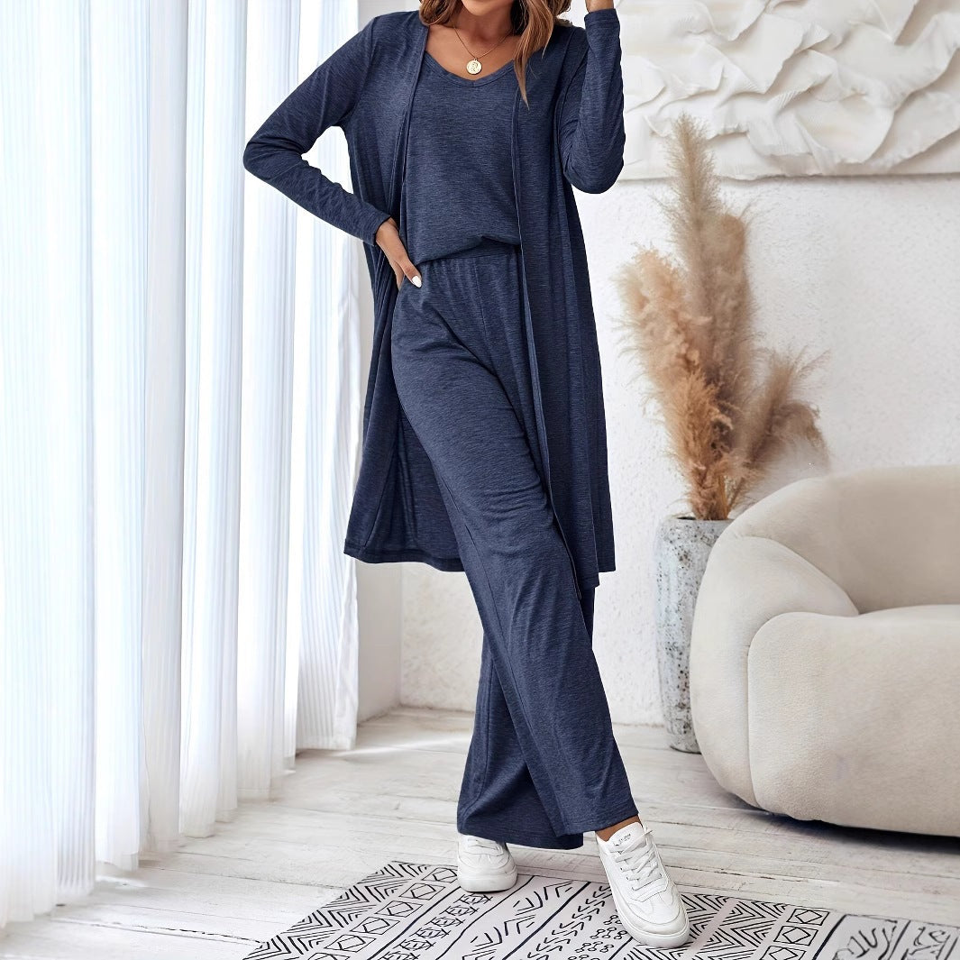 Printemps Automne Arrivée Casual Solid Couleur 3 pièces Lounge Set Camisole Top