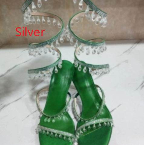 Pendentif en cristal Serpent Enroulé Strass Tassel Sandales décoratives