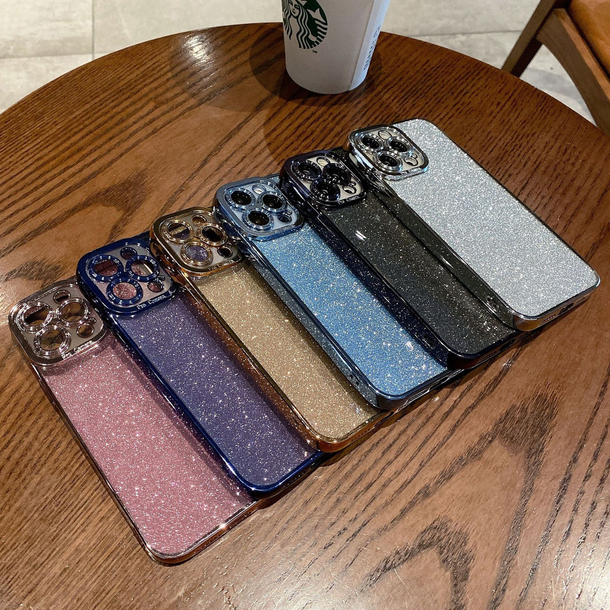 Étui téléphonique à glitter rectiligne
