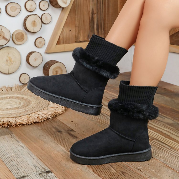Bottes de neige éparpillées en polaire pour femmes