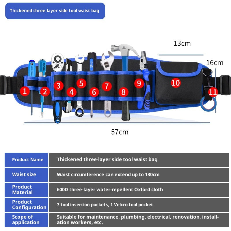 Multifonctionnel Oxford Cloth Large Belt Repair High-altitude Work Long Waist Bag