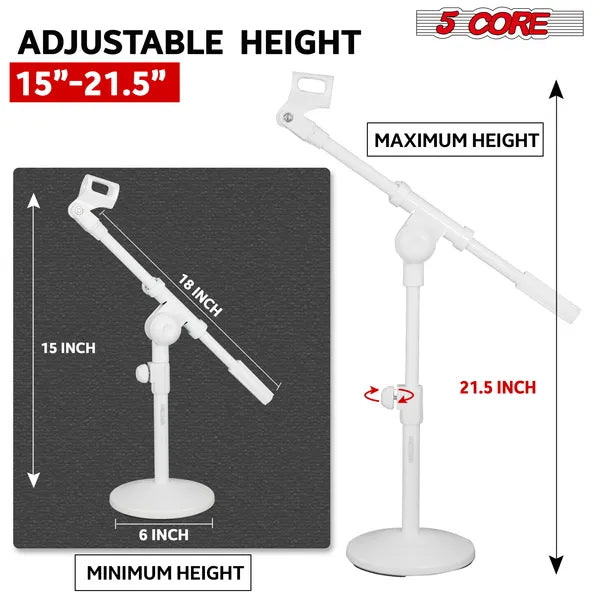Support de microphone de bureau 5 Core Mic Base ronde Universal Desk Support de table