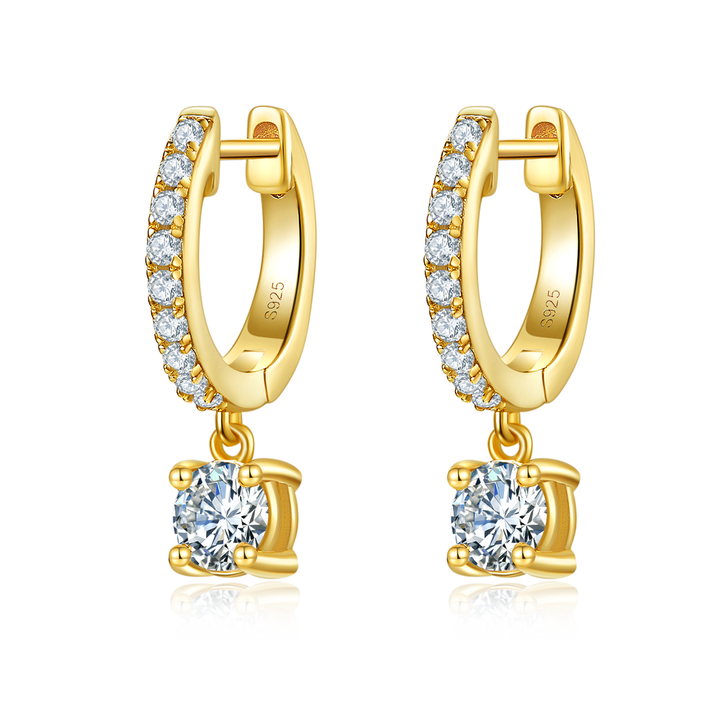 3g S925 Boucles d'oreilles en acier massif en mossanite boucle d'angle de 5mm avec boucle de pave et Cert