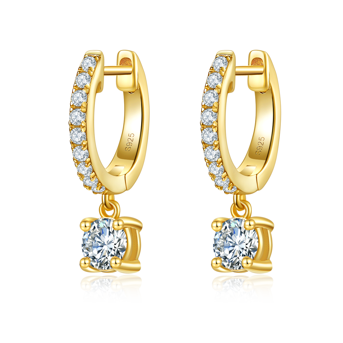 3g S925 Boucles d'oreilles en acier massif en mossanite boucle d'angle de 5mm avec boucle de pave et Cert