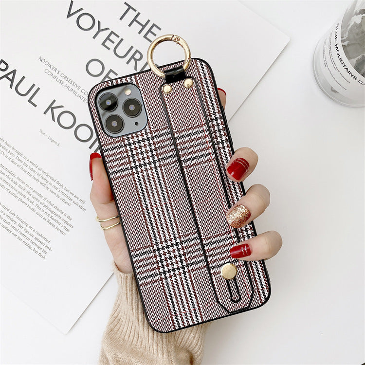 Cute Retro Plaid Strap Bracket Coque de téléphone