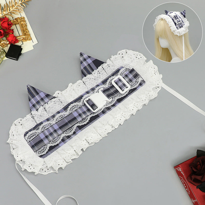 Ancien style pastoral ancienne sous-culture Retro Plaid Release Buckle Hair Band