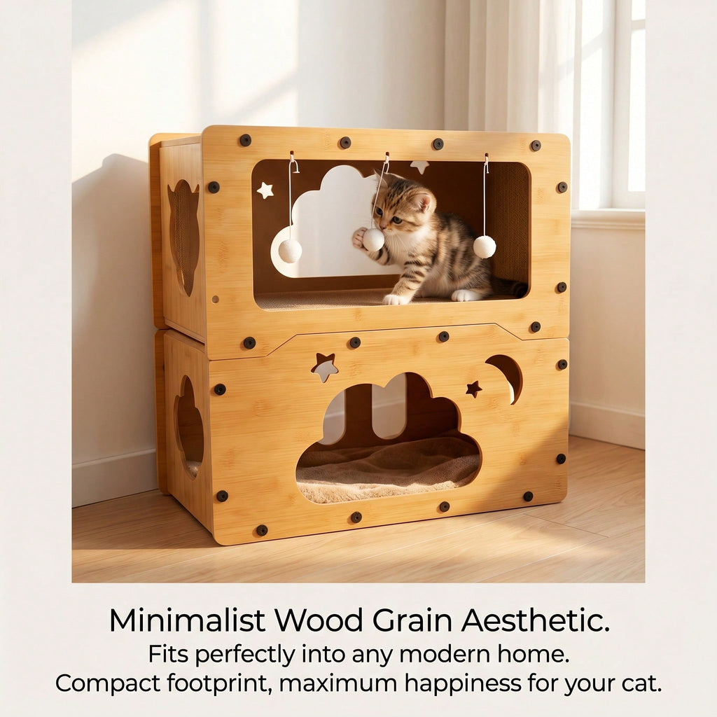 2 Styles Double couche Cat Scratcher House Multifonctionnel papier ondulé Cat Nest Villa