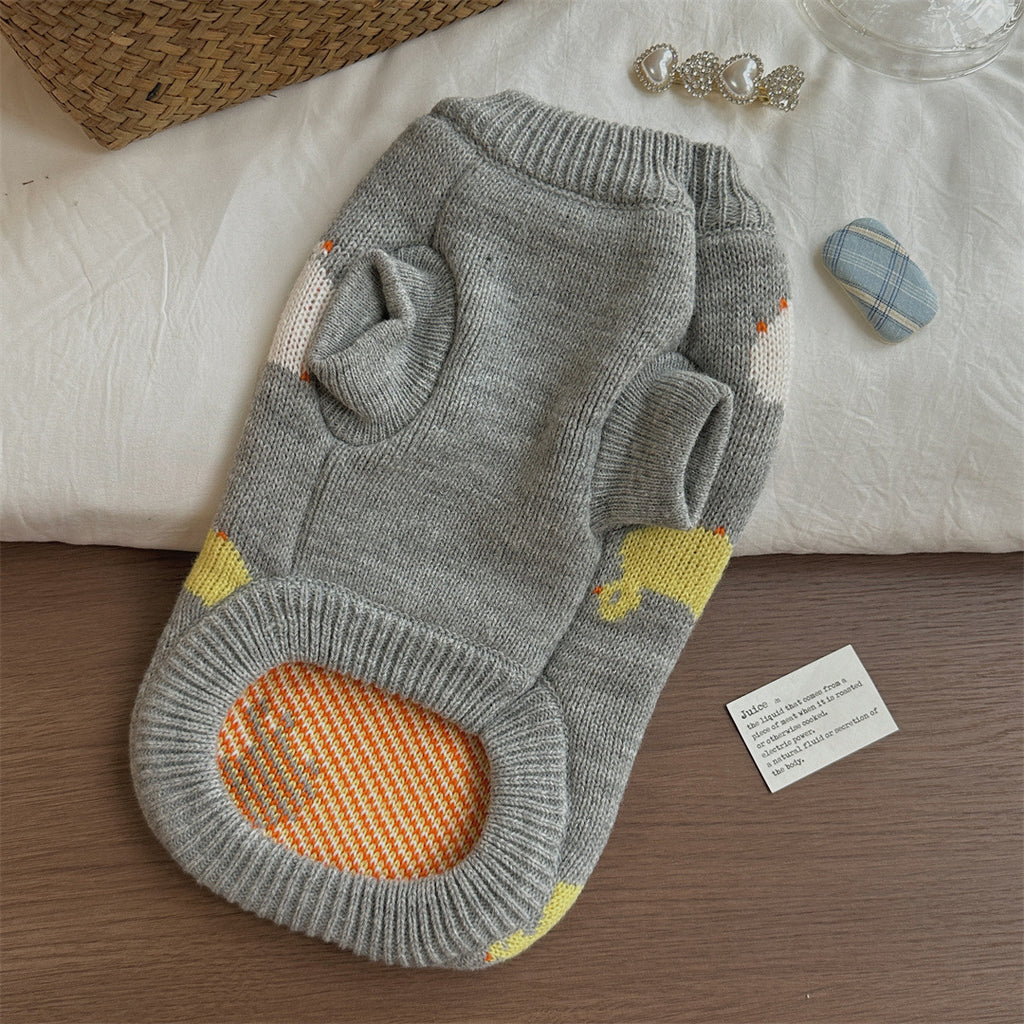 Gris Fair Isle Sweater Little Dog Teddy Sweater Automne Et l'hiver