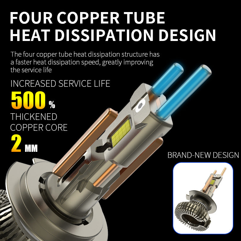 Fourniture transfrontalière de phares à LED de haute puissance 4 tubes en cuivre H11H7H4