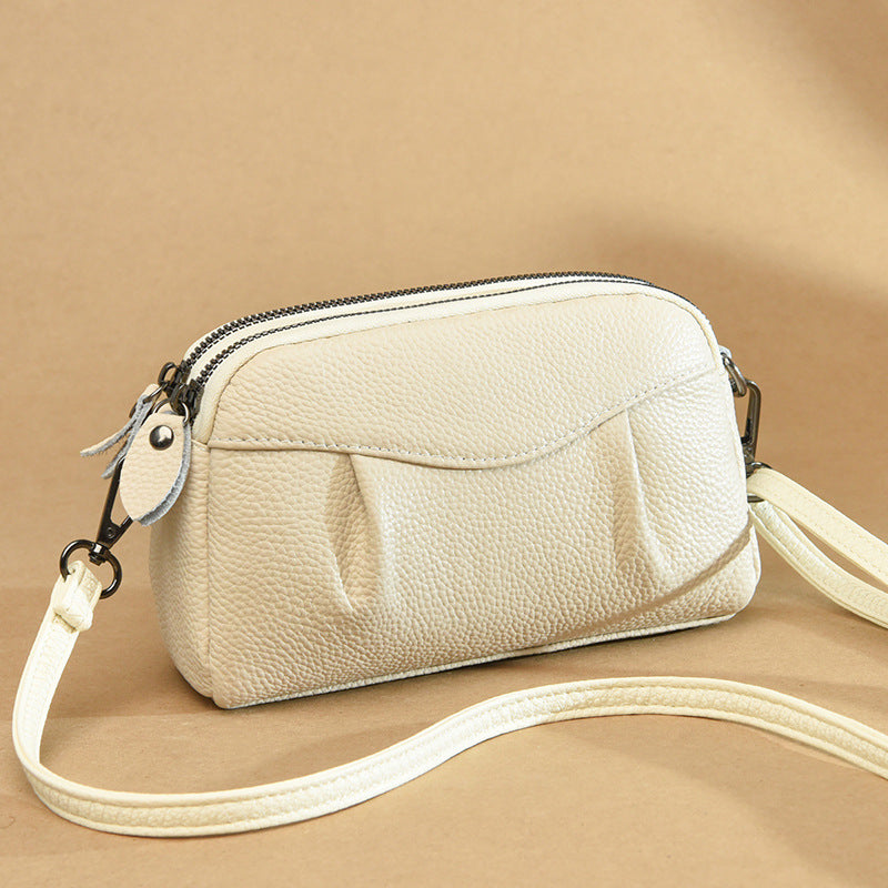 Sac multi-poches en cuir véritable pour femmes