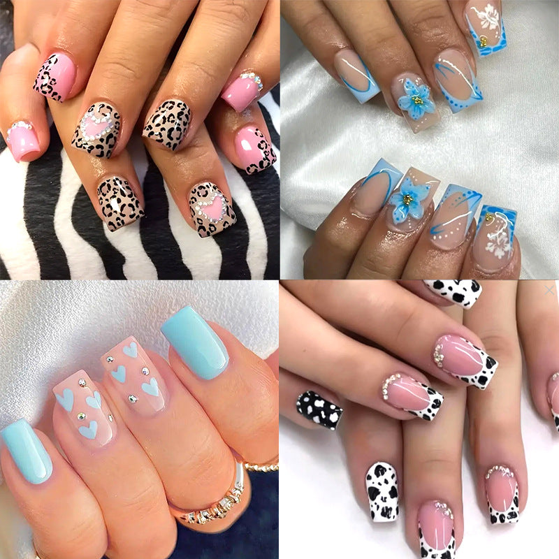 24 pièces Nail Art Haute Mode Simple Strass papillon fleur de vache porter Nail