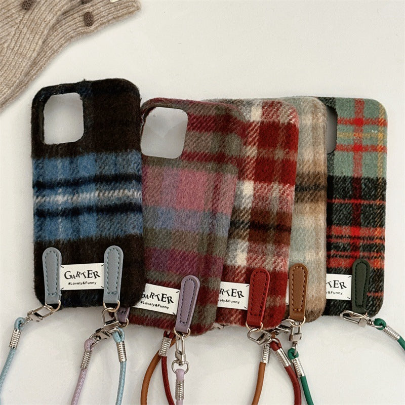 Flannel Contraste couleur vérifier le transport de la sangle de la sangle sangle de téléphone cas