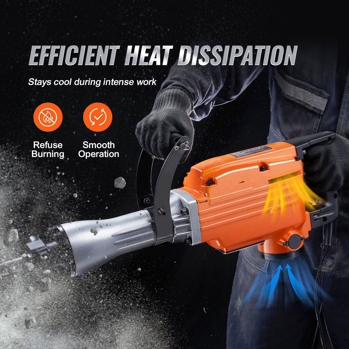 Démolition Jack Hammer Concrete Breaker 2200W Hammer électrique 2 chisel Bits