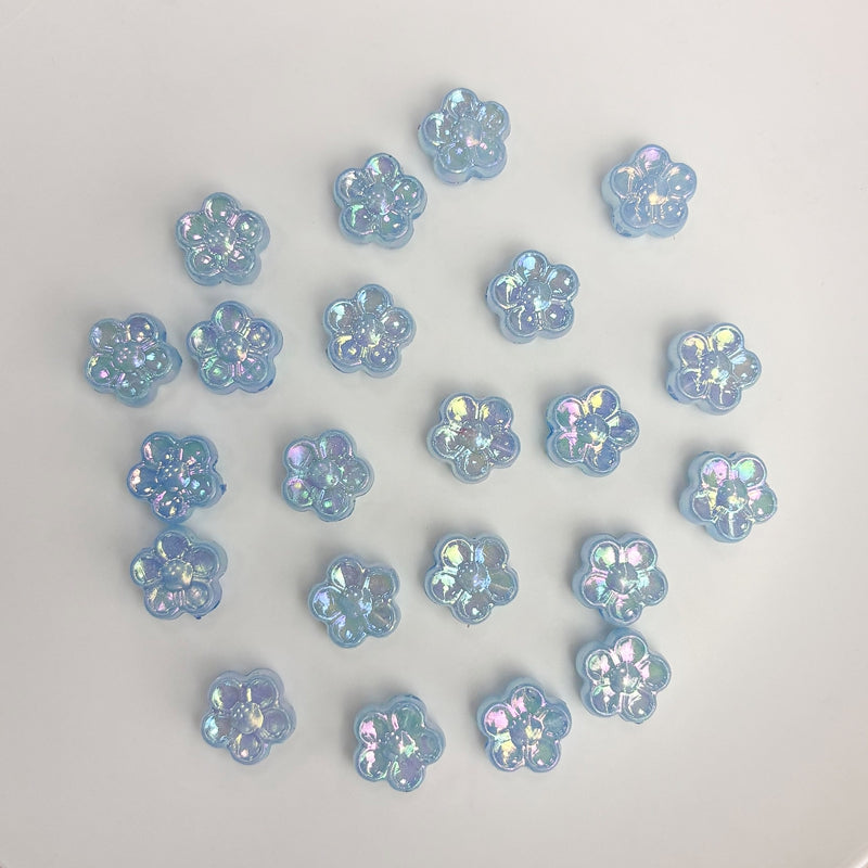 Mini perles de fleurs en acrylique 5-Petal avec paillettes d'or fin