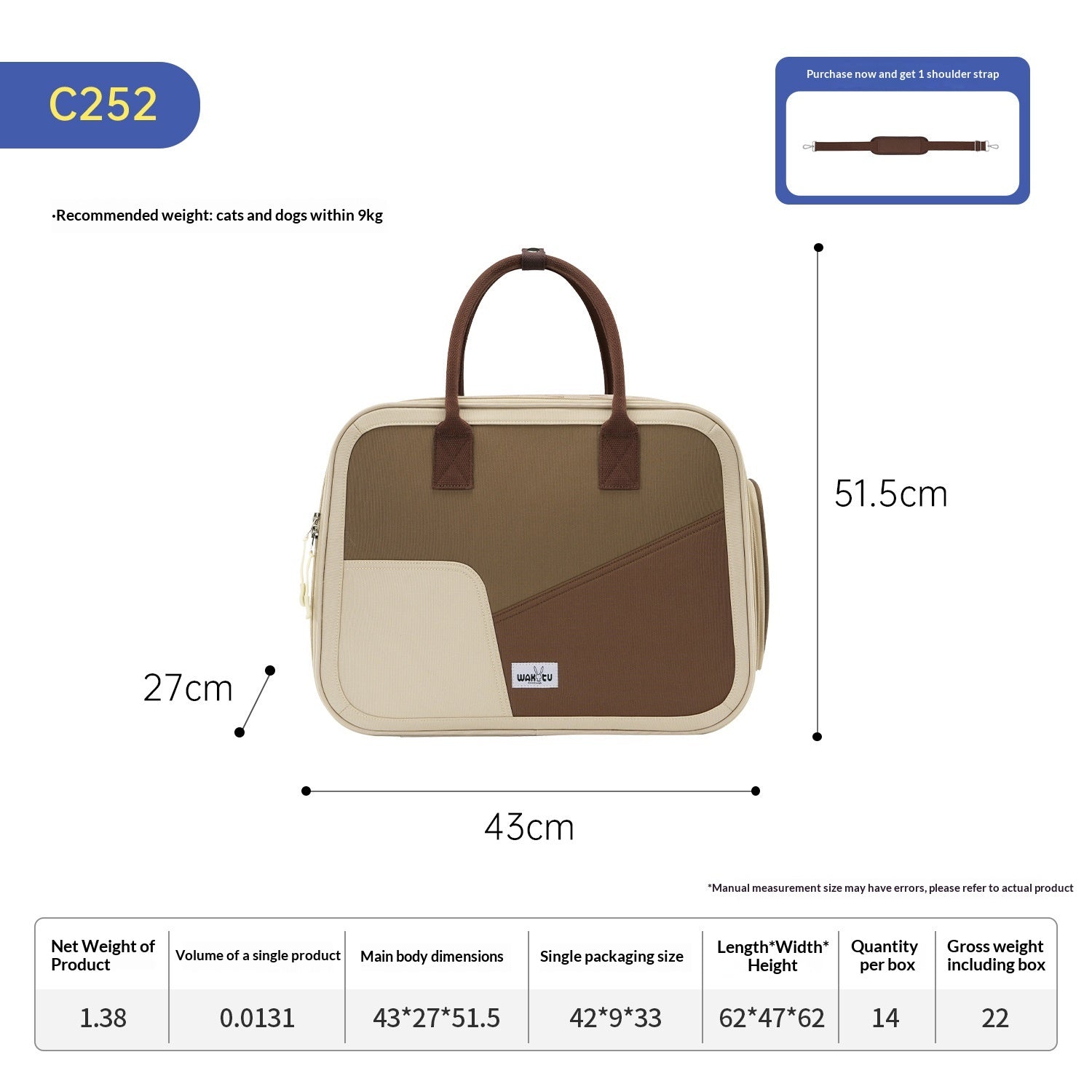 Sac d'extérieur Portable Sac à bandoulière Cat