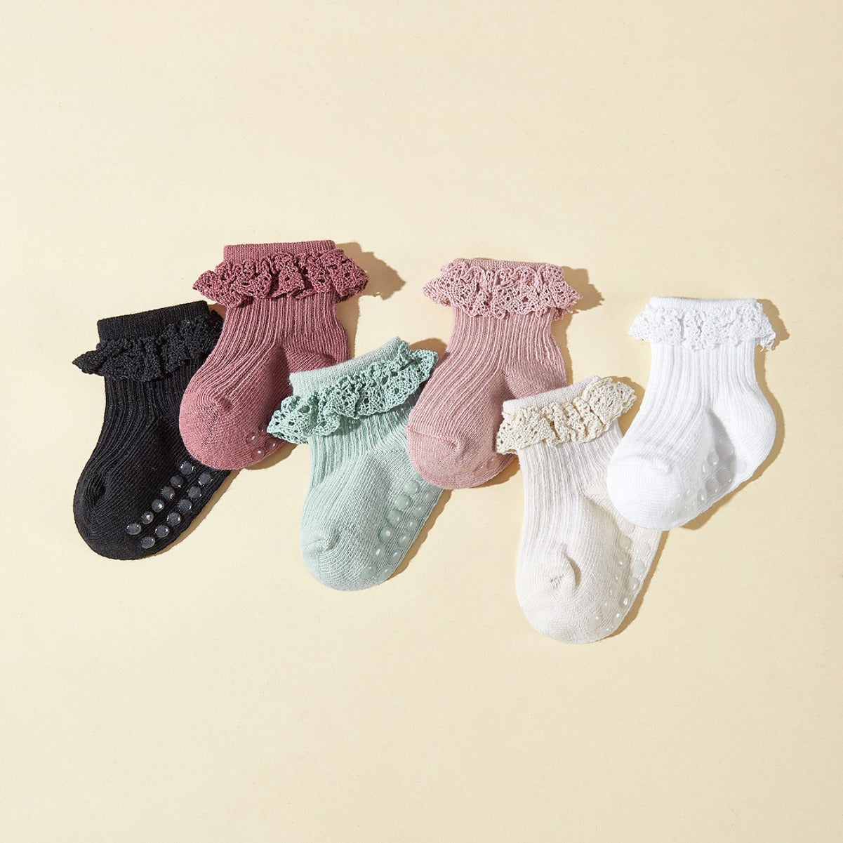 Printemps et été 6 paires bébé fille Dentelle Chaussettes Tube Chaussettes