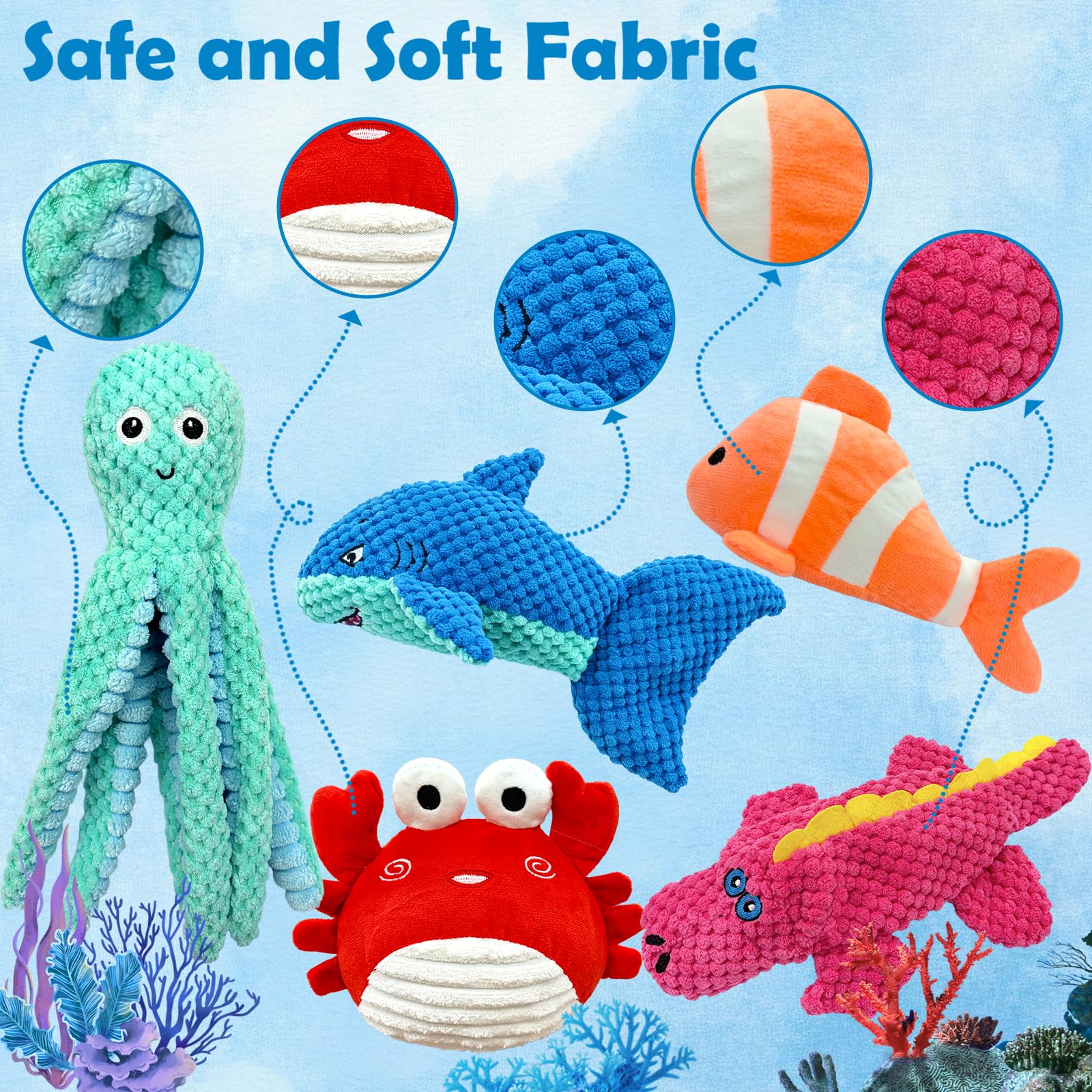 Jouets pour chiens Squeaky Crinkle pour les brochettes agressives