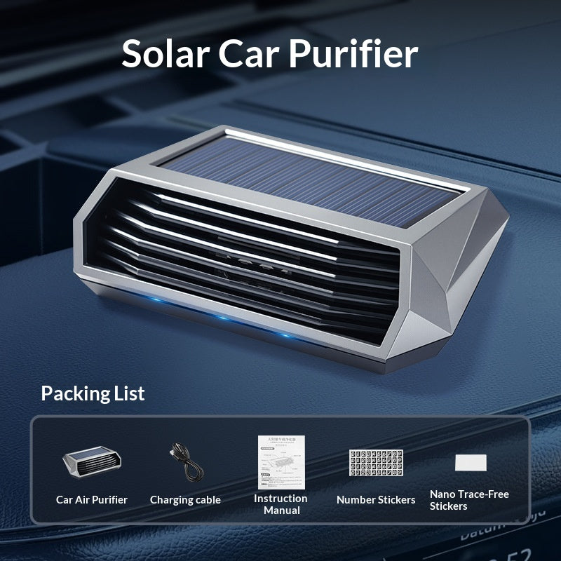 Solar Powered voiture purificateur d'air générateur d'ozone Odor Remover Désinfection intérieure automatique Dev