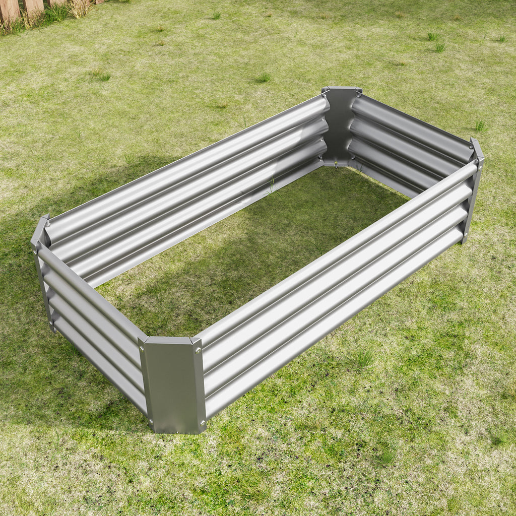 2PCS Silver 4×2×1ft Lit de jardin surélevé en métal