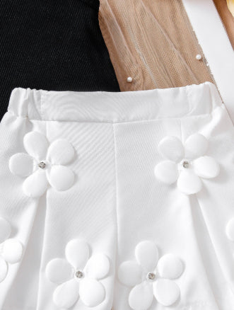 Sleeveless Top 3D Floral Shorts Ensemble de deux pièces