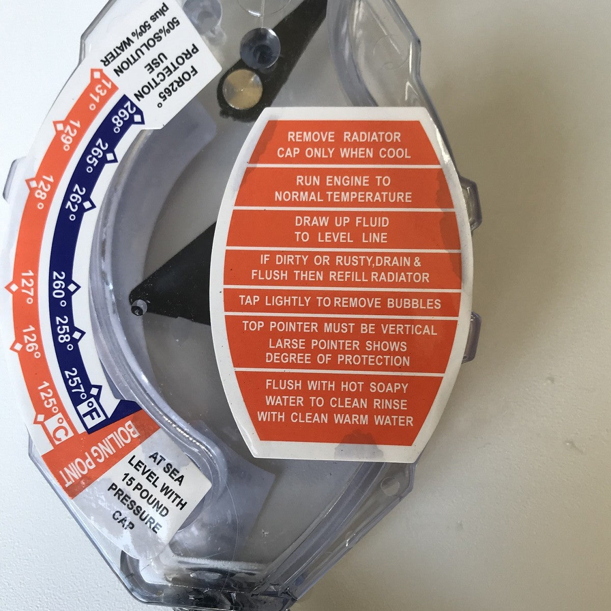 Hydromètre antigel pour radiateur automobile