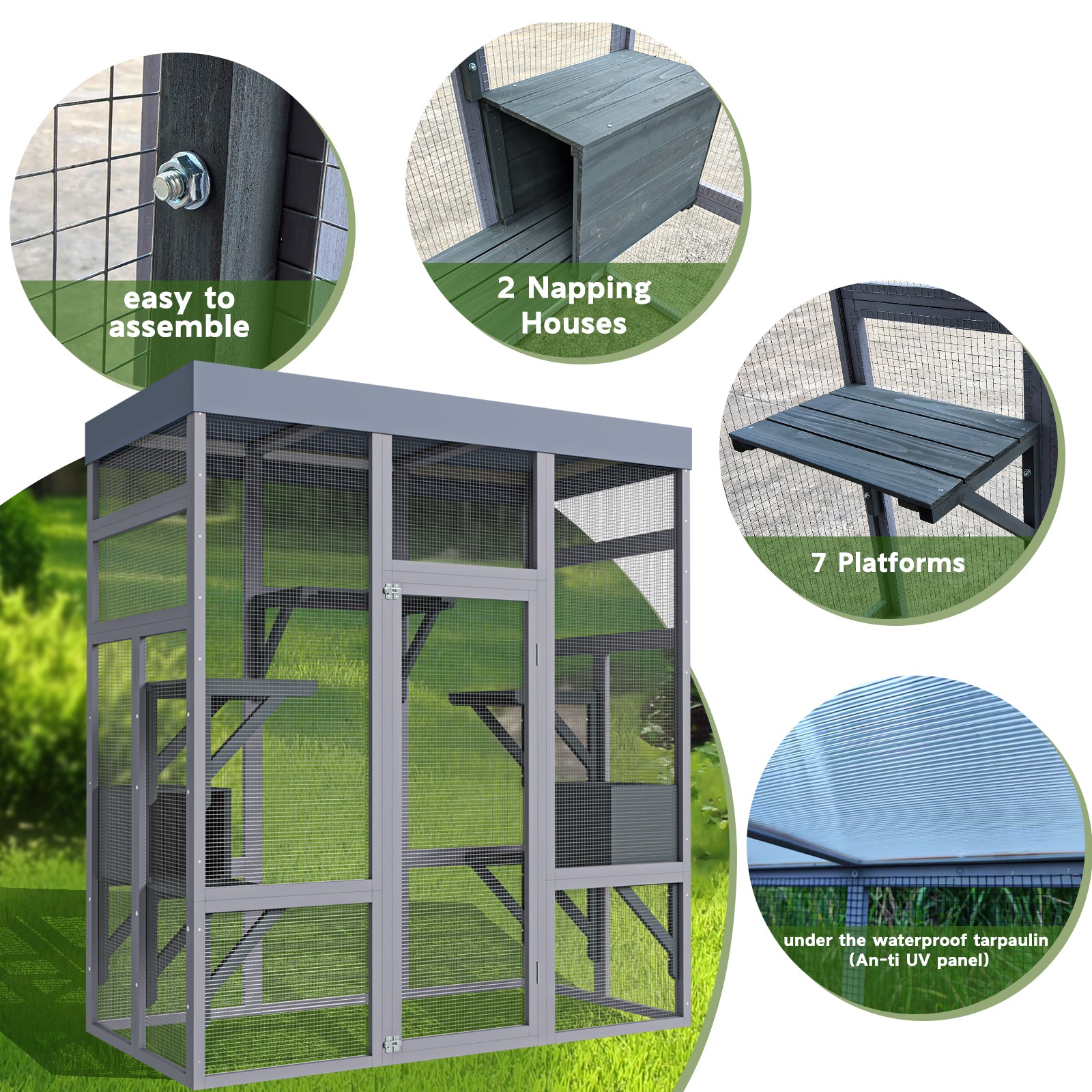 Catio en bois de 62.6" pour chats