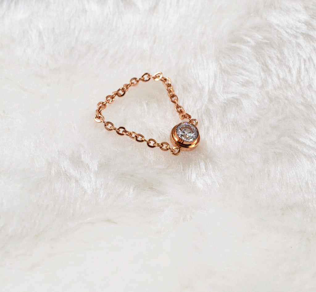 Femmes Chaîne Casual Strass Knuckle Ring
