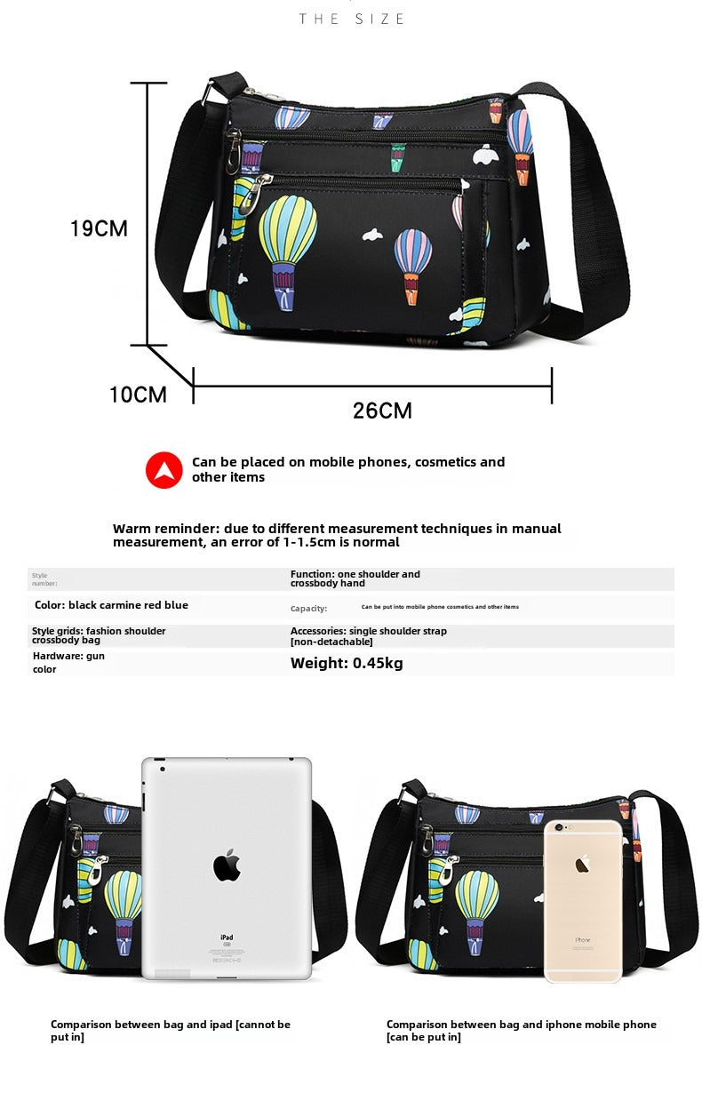 Seulement auto-pickup-- Mode Moyen-âge et les femmes âgées Casual Nylon Oxford Crossbody Ba