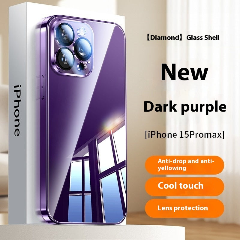 Boîtier de téléphone en verre de cristal de glace tout compris résistant à la chute en silicone