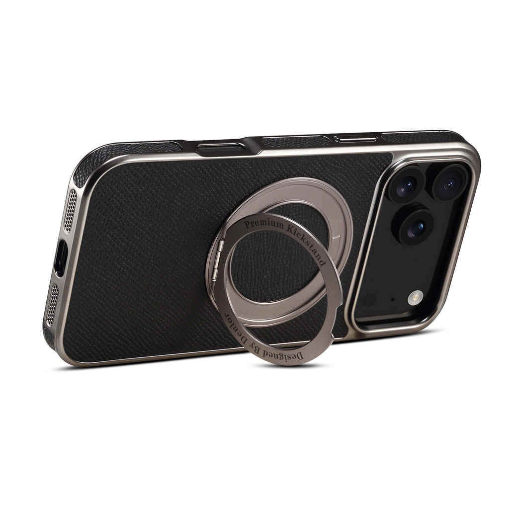 Boîtier de téléphone magnétique en cuir véritable denior