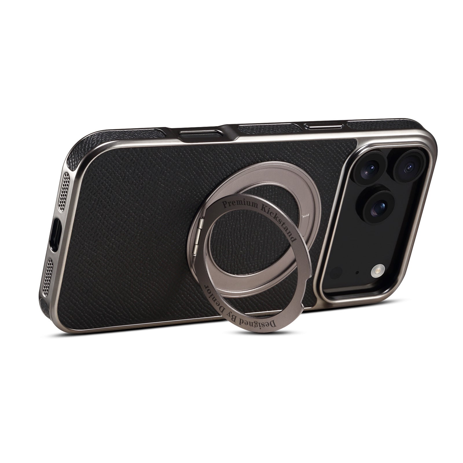 Boîtier de téléphone magnétique en cuir véritable denior