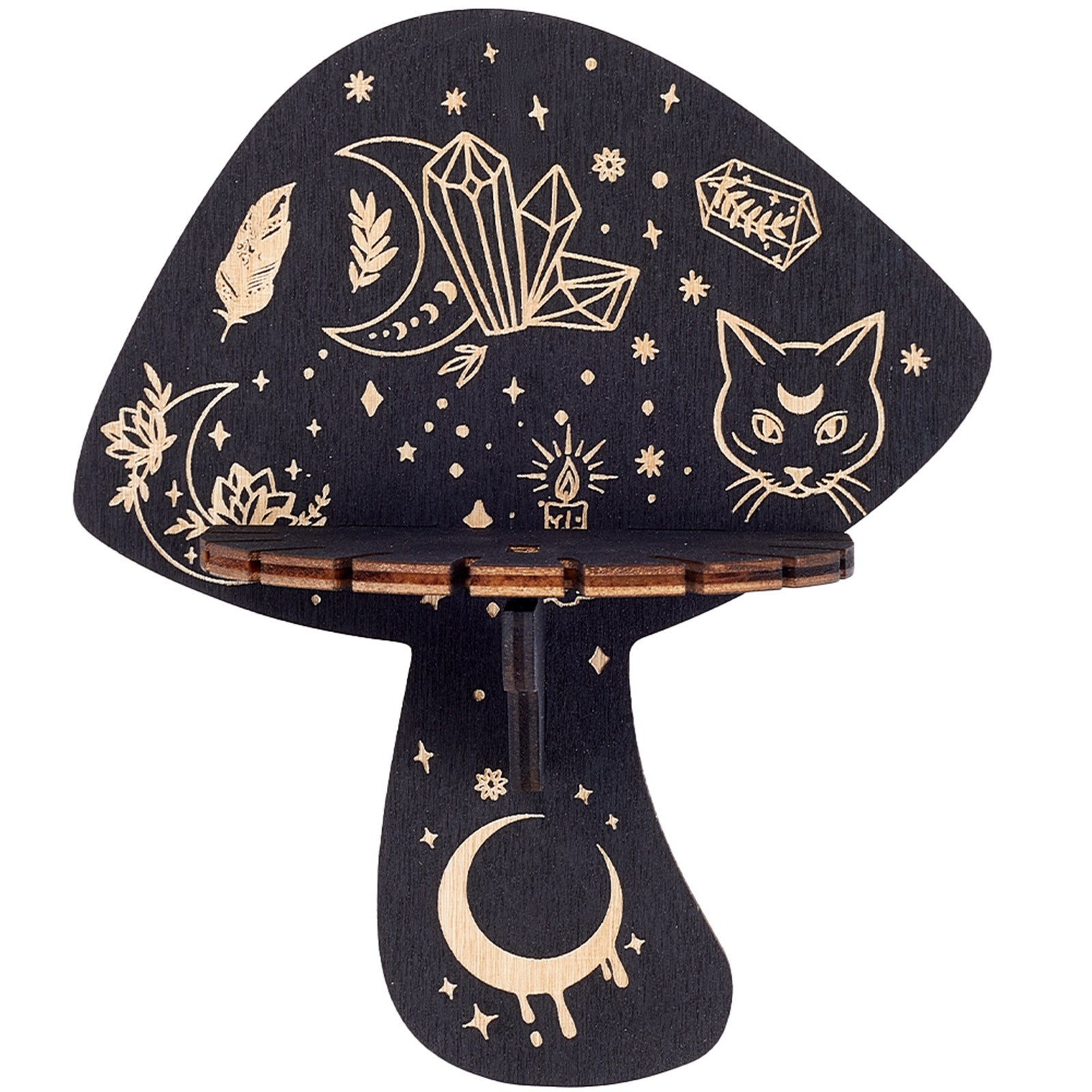 Porte pendule en bois de champignons