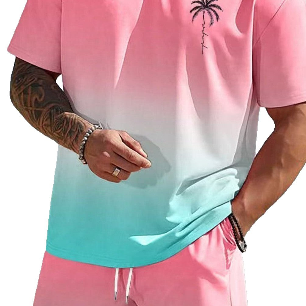 Summer Hot-Selling Gradient Coconut Tree Beach Chic Imprimer Vêtements pour hommes