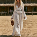 Robe longue en dentelle blanche de style occidental