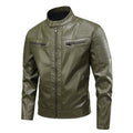Hommes Stand-Up Collar Veste en cuir Slim-Fit En Cuir Biker Manteau pour hommes