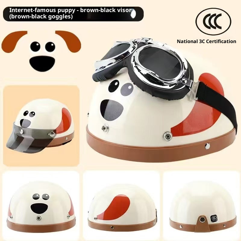Voiture électrique quatre saisons casque chaud universel homme mignon