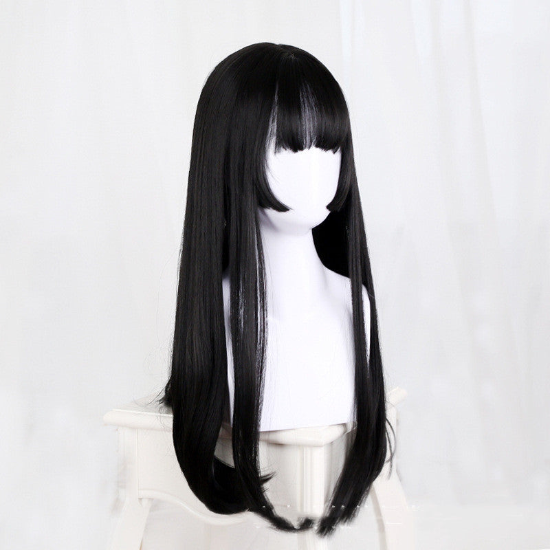 Lolita rouge longue ligne droite pour les femmes wig