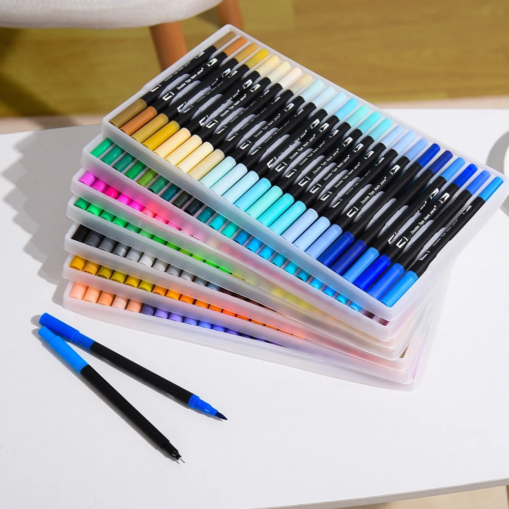 168 Colors Brush Markers Set Black Barrel Watercolor Pens for Drawing Coloring