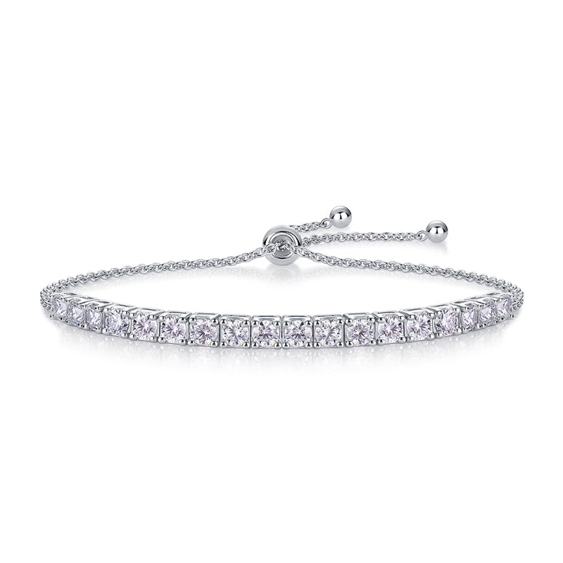 Bracelet de tennis réglable en argent S925
